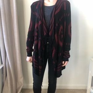 Aztec print sweater with fringe detailing